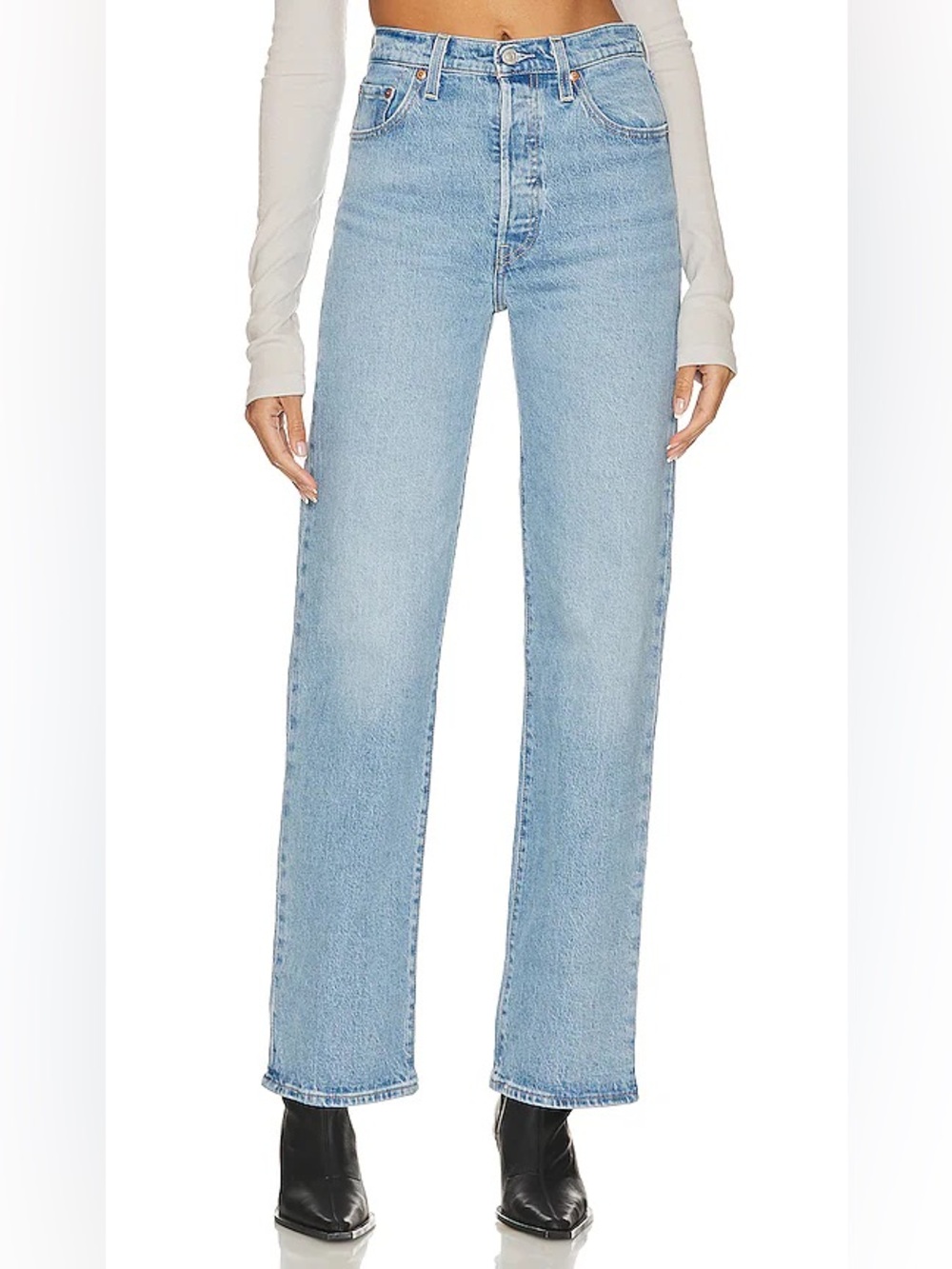 Levi’s Premium Ribcage Full Length Jeans in Samba Tango Light Blue Size 26